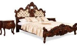 Casa Padrino Luxus Barock Doppelbett Braun / Gold - Barock Schlafzimmer Möbel