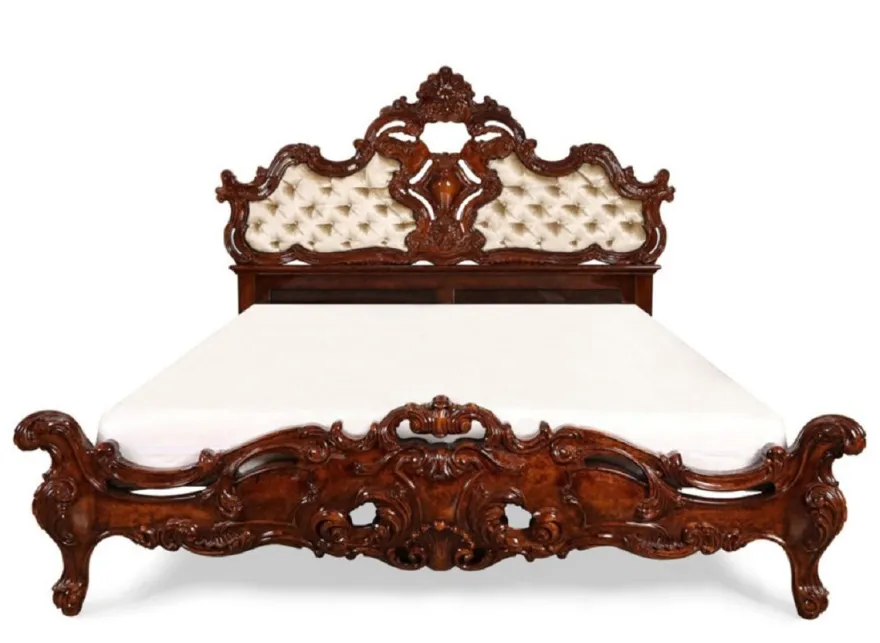 Casa Padrino Luxus Barock Doppelbett Braun / Gold - Barock Schlafzimmer Möbel