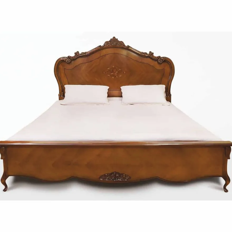Casa Padrino Luxus Barock Doppelbett Braun - Handgefertigte Barockstil Schlafzimmer Möbel