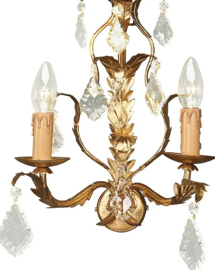 Casa Padrino Luxus Barock Doppel Wandleuchte Antik Gold 28 x 17 x H. 34 cm - Elegante Kristall Wandlampe - Wohnzimmer Wandleuchte im Barockstil - Barock Leuchten - Luxus Qualität - Made in Italy