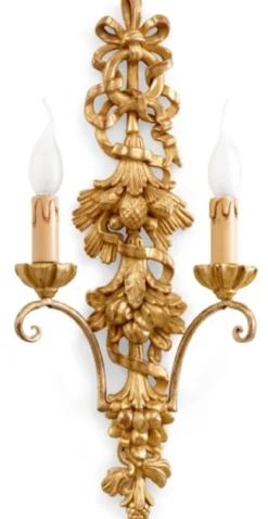 Casa Padrino Luxus Barock Doppel Wandleuchte Antik Gold 24 x 8 x H. 55 cm - Prunkvolle Wandlampe im Barockstil - Barock Leuchten - Luxus Qualität - Made in Italy