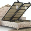 Casa Padrino Luxus Barock Doppelbett Beige / Cremefarben / Braun - Verschiedene Größen - Handgefertigtes Massivholz Bett im Barockstil - Barock Schlafzimmer & Hotel Möbel - Edel & Prunkvoll