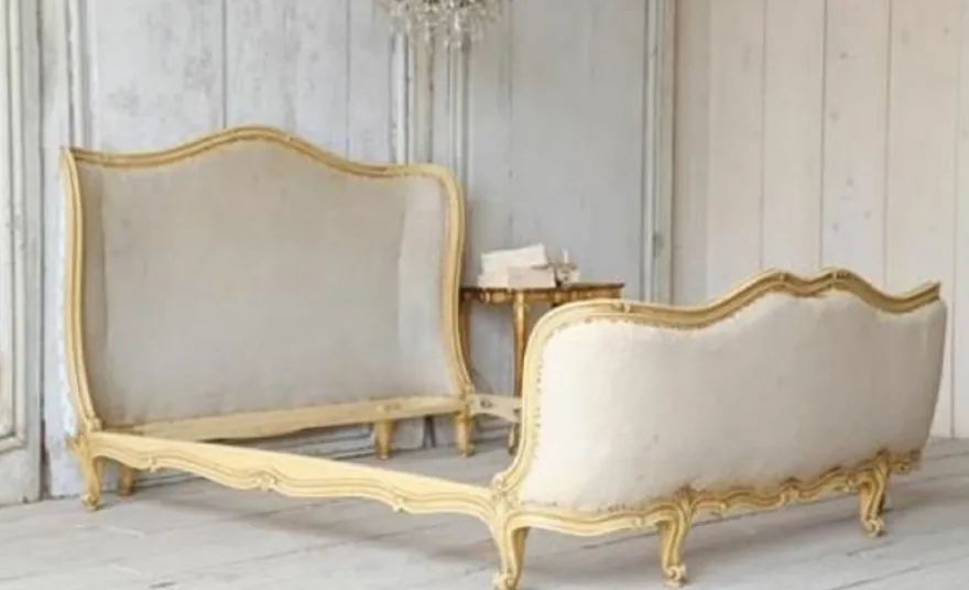Casa Padrino Luxus Barock Doppelbett Creme / Gold - Massivholz Bett - Schlafzimmer Möbel im Barockstil - Edel & Prunkvoll