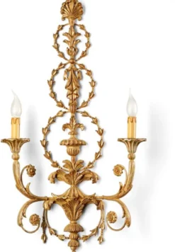 Casa Padrino Luxus Barock Doppel Wandleuchte Antik Beige / Silber H. 81 cm - Made in Italy