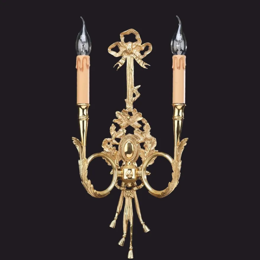 Casa Padrino Luxus Barock Doppel Wandleuchte Gold H. 50 cm - Made in Italy