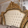 Casa Padrino Luxus Barock Doppelbett Gold / Weiß / Blau / Gold - Prunkvolles Massivholz Bett mit verspiegeltem Kopfteil - Schlafzimmer Möbel im Barockstil - Edel & Prunkvoll