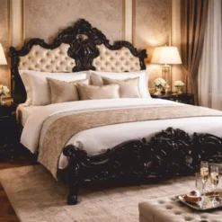Casa Padrino Luxus Barock Doppelbett Schwarz / Gold - Barock Schlafzimmer Möbel