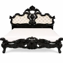 Casa Padrino Luxus Barock Doppelbett Schwarz / Gold - Barock Schlafzimmer Möbel