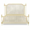 Casa Padrino Luxus Barock Doppelbett Elfenbein / Gold - Barockstil Schlafzimmer Möbel