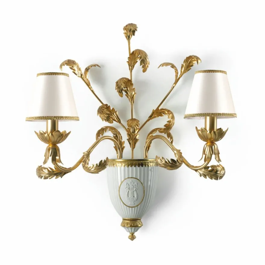 Casa Padrino Luxus Barock Doppel Wandleuchte Weiß / Gold 59 cm - Made in Italy