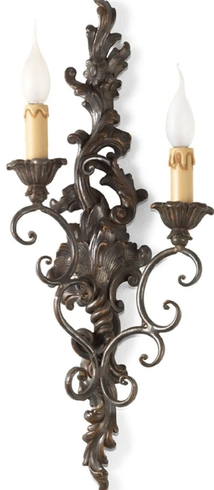 Casa Padrino Luxus Barock Doppel Wandleuchte Antik Grau H. 60 cm - Made in Italy
