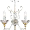 Casa Padrino Luxus Barock Doppel Wandleuchte Antik Silber / Antik Gold 35 x 13 x H. 49 cm - Barockstil Wandlampe mit Swarovski Kristallglas - Barock Leuchten - Luxus Qualität - Made in Italy