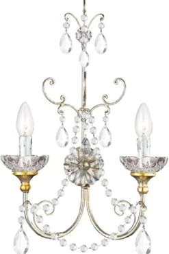 Casa Padrino Luxus Barock Doppel Wandleuchte Antik Silber / Antik Gold 35 x 13 x H. 49 cm - Barockstil Wandlampe mit Swarovski Kristallglas - Barock Leuchten - Luxus Qualität - Made in Italy