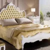 Casa Padrino Luxus Barock Doppelbett Gold / Weiß - Prunkvolles Massivholz Bett - Barock Schlafzimmer Möbel - Luxus Qualität - Made in Italy