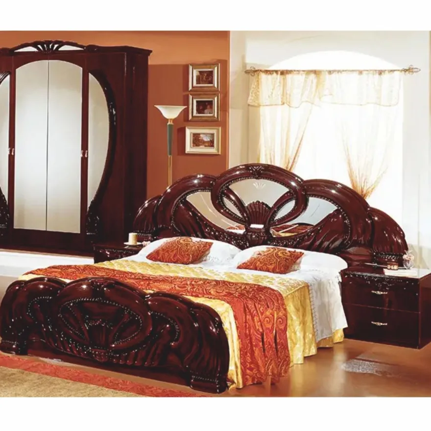 Casa Padrino Luxus Barock Doppelbett Dunkelbraun 160 x 200 cm - Barock Möbel - Made in Italy