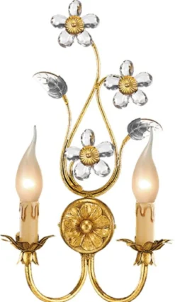 Casa Padrino Luxus Barock Doppel Wandleuchte Gold mit Patina 24 x 12 x H. 43 cm - Elegante Barockstil Wandlampe - Barock Leuchten - Luxus Qualität - Made in Italy
