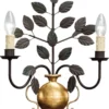 Casa Padrino Luxus Barock Doppel Wandleuchte Schwarz / Gold 33 x 14 x H. 40 cm - Elegante Kristall Wandlampe - Wohnzimmer Wandleuchte im Barockstil - Barock Leuchten - Luxus Qualität - Made in Italy
