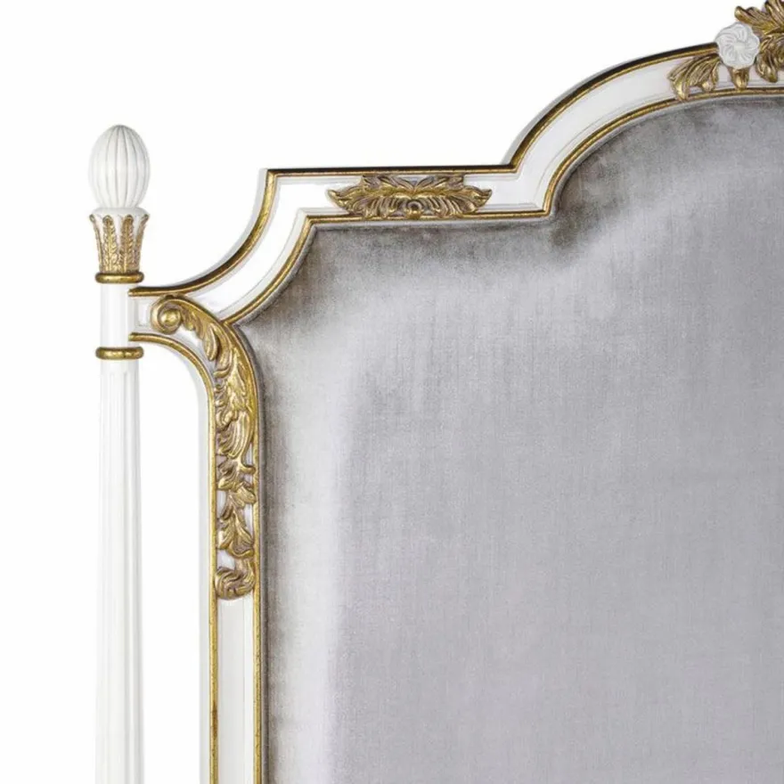 Casa Padrino Luxus Barock Doppelbett Weiß / Gold / Silbergrau - Barockstil Schlafzimmer Möbel