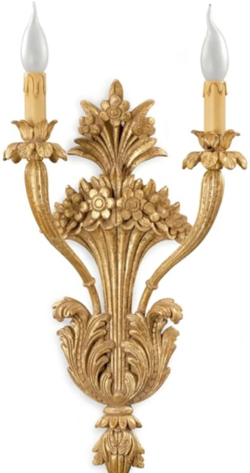 Casa Padrino Luxus Barock Doppel Wandleuchte Antik Gold 29 x 14 x H. 56 cm - Prunkvolle Wandlampe im Barockstil - Barock Leuchten - Luxus Qualität - Made in Italy