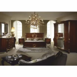 Casa Padrino Luxus Barock Doppelbett Dunkelbraun / Gold - Barock Möbel - Made in Italy