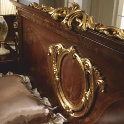 Casa Padrino Luxus Barock Doppelbett Dunkelbraun / Gold - Barock Möbel - Made in Italy