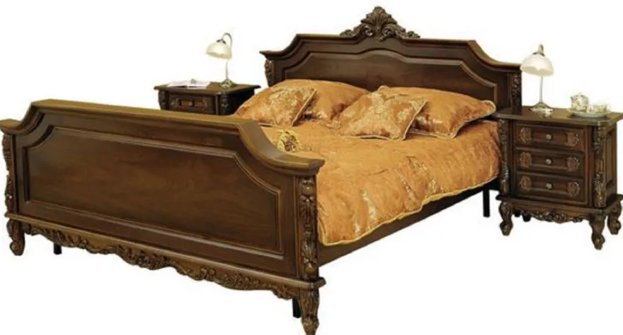 Casa Padrino Luxus Barock Doppelbett Dunkelbraun - Prunkvolles Massivholz Bett - Luxus Schlafzimmer Möbel im Barockstil - Barock Schlafzimmer Möbel - Edel & Prunkvoll