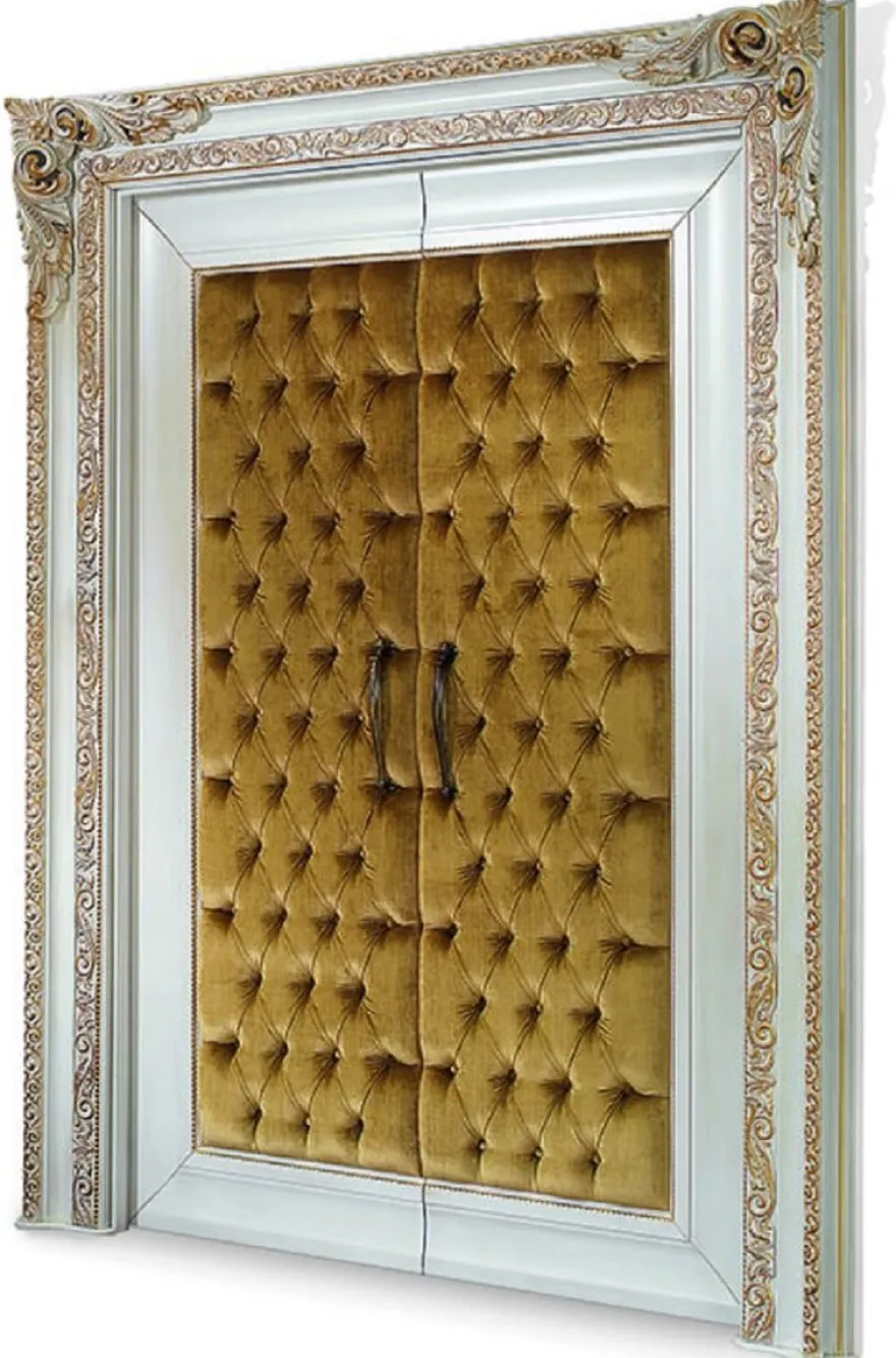 Casa Padrino Luxus Barock Doppel Wohnungstür Elfenbein / Gold 176 cm - Made in Italy