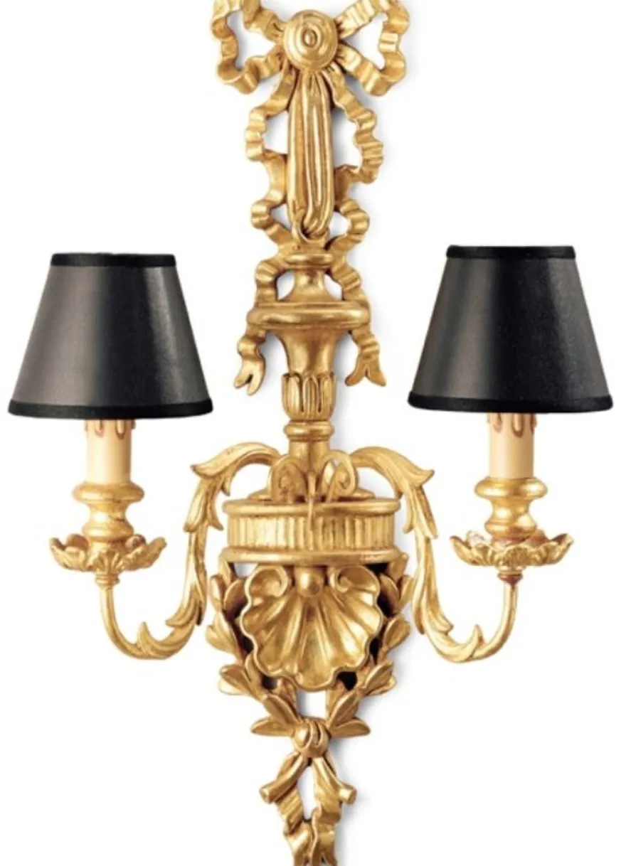 Casa Padrino Luxus Barock Doppel Wandleuchte Gold / Schwarz 35 x 18 x H. 62 cm - Prunkvolle Wandlampe im Barockstil - Barock Leuchten - Luxus Qualität - Made in Italy
