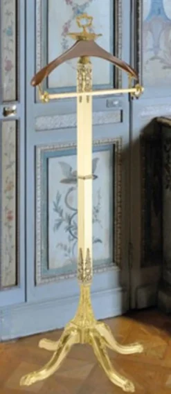 Casa Padrino Luxus Barock Dressboy Weiß / Gold / Silber / Braun 40 x 40 x H. 133 cm - Edler Messing Kleiderständer - Barock Hotel Garderoben Möbel