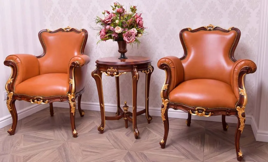 Casa Padrino Luxus Barock Echtleder Sessel Braun / Gold - Barock Leder Möbel - Made in Italy