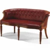 Casa Padrino Luxus Barock Echtleder Sofa Bordeauxrot / Braun 136 cm - Made in Italy