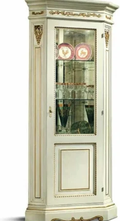 Casa Padrino Luxus Barock Eckvitrine Weiß / Gold - Barock Möbel - Made in Italy