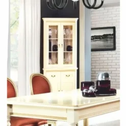 Casa Padrino Luxus Barock Eckvitrine Creme / Gold H. 206,6 cm - Barock Esszimmer Möbel