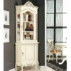Casa Padrino Luxus Barock Eckvitrine Creme / Silber H. 226 cm - Barock Möbel - Made in Italy