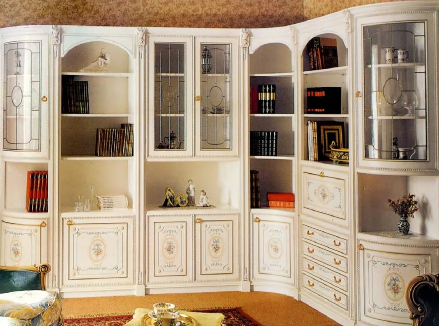 Casa Padrino Luxus Barock Eckschrank Weiß / Mehrfarbig / Gold - Barock Massivholz Wohnzimmer Schrank - Barock Wohnzimmer Möbel - Erstklassische Qualität - Made in Italy