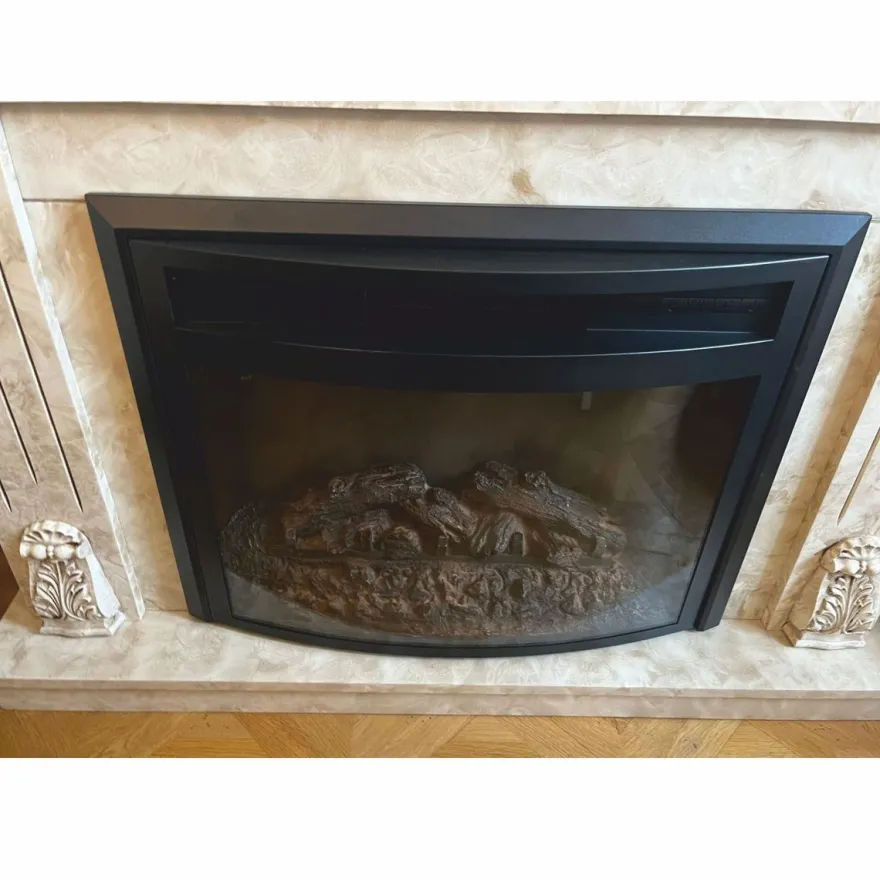Casa Padrino Luxus Barock Elektrokamin mit Fernbedienung Creme 118 x 32 x H. 96,5 cm