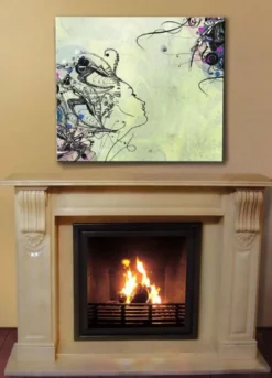 Casa Padrino Luxus Barock Elektrokamin Creme 140 x 30 x H. 110 cm - Wohnzimmer Deko Kamin mit Fernbedienung - Wohnzimmer Möbel im Barockstil - Barock Möbel - Barock Elektro Kamine