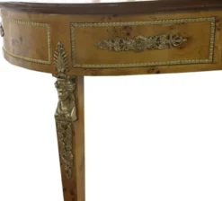 Casa Padrino Luxus Barock Empire Schreibtisch Sekretär mit 3 Schubladen - Vogelaugen Ahorn & Bordeaux Lederoptik - 150 x 77 x 81 cm