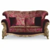 Casa Padrino Luxus Barock 2er Sofa Bordeauxrot / Gold / Silber 208 cm - Made in Italy