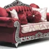 Casa Padrino Luxus Barock 2er Sofa Bordeauxrot / Creme / Silber - Prunkvolles Wohnzimmer Sofa mit Muster und Glitzersteinen - Wohnzimmer Möbel im Barockstil - Barock Möbel - Edel & Prunkvoll