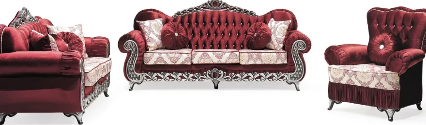 Casa Padrino Luxus Barock 2er Sofa Bordeauxrot / Creme / Silber - Prunkvolles Wohnzimmer Sofa mit Muster und Glitzersteinen - Wohnzimmer Möbel im Barockstil - Barock Möbel - Edel & Prunkvoll