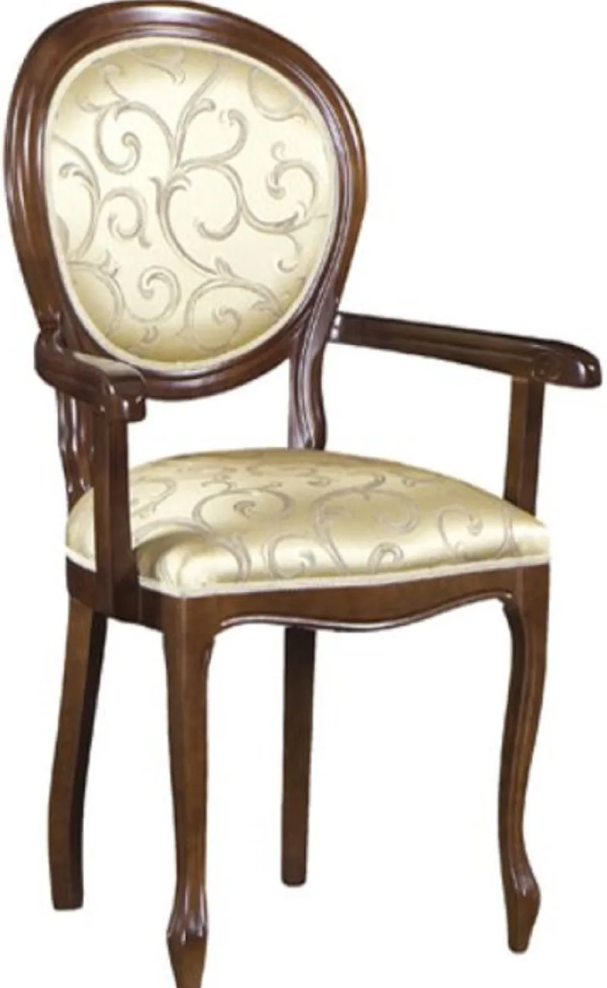 Casa Padrino Luxus Barock Esszimmer Stuhl mit Armlehnen Gold Muster / Dunkelbraun