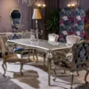 Casa Padrino Luxus Barock Esstisch Silber - Prunkvoller Massivholz Esszimmertisch - Prunkvolle Barock Esszimmer Möbel