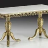 Casa Padrino Luxus Barock Esstisch mit Marmorplatte Gold / Weiß 165 cm - Barock Esszimmer Möbel