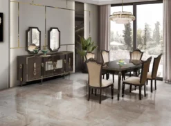 Casa Padrino Luxus Barock Esszimmer Stuhl Hellbraun H. 115 cm - Barock Möbel