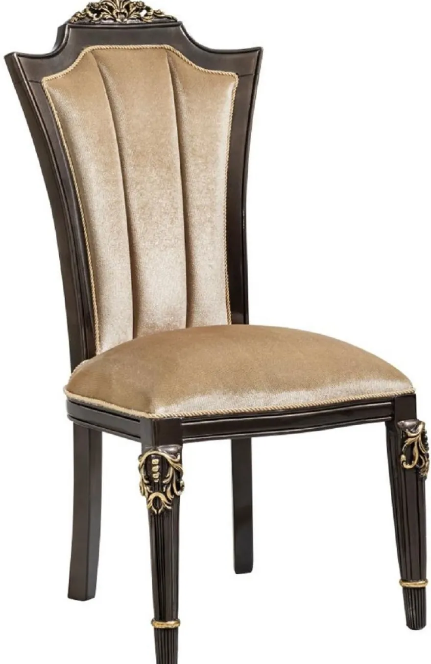 Casa Padrino Luxus Barock Esszimmer Stuhl Hellbraun H. 115 cm - Barock Möbel