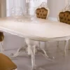 Casa Padrino Luxus Barock Esstisch Creme / Silber - Ovaler ausziehbarer Massivholz Esszimmertisch im Barockstil - Barock Esszimmer Möbel - Luxus Qualität - Made in Italy