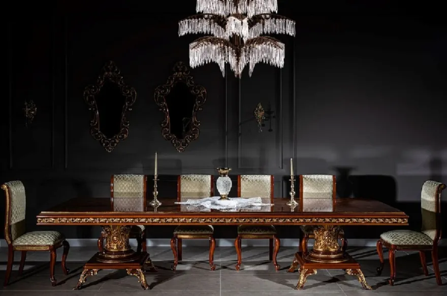 Casa Padrino Luxus Barock Esszimmer Stuhl Gold Muster / Braun / Antik Gold H. 105 cm