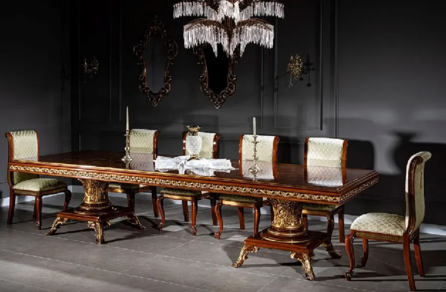 Casa Padrino Luxus Barock Esszimmer Stuhl Gold Muster / Braun / Antik Gold H. 105 cm