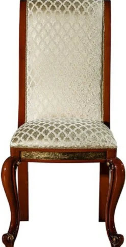 Casa Padrino Luxus Barock Esszimmer Stuhl Gold Muster / Braun / Antik Gold H. 105 cm